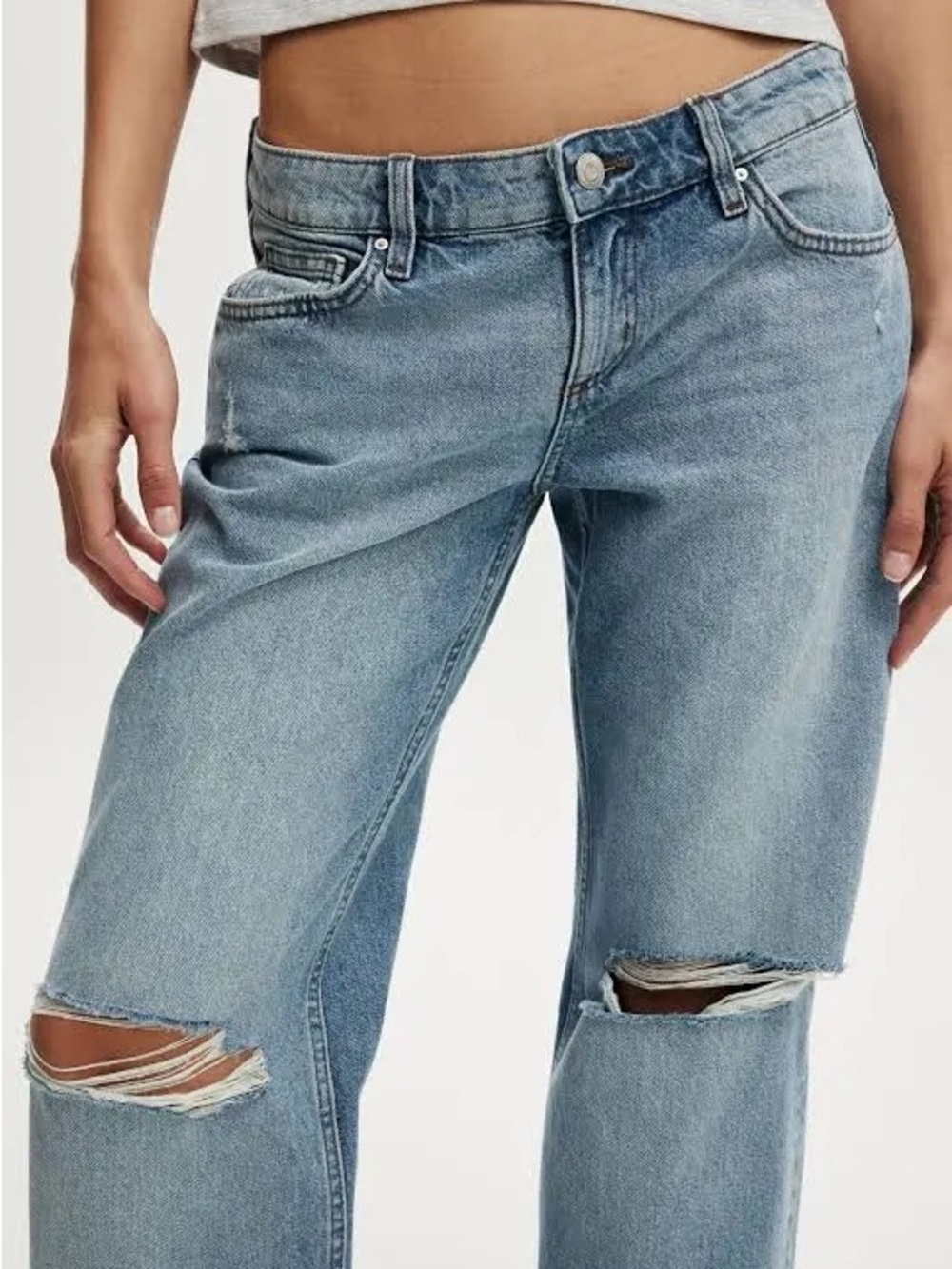 Cotton On Light Blue Distressed Boyfriend Jeans